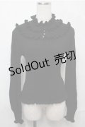 axes femme / フリルテレコニットソー  黒 S-25-09-03-023-AX-TO-HR-ZS