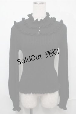 画像1: axes femme / フリルテレコニットソー  黒 S-25-09-03-023-AX-TO-HR-ZS