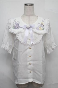 画像1: Amavel / Bunny＆Chick Festival ブラウス  白ｘ紫 S-25-09-03-033-CA-BL-HR-ZS