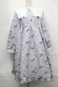 Lovely Tency / 眞白ありすコラボ/リボンプリントワンピース LL サックス S-25-09-04-045-LO-OP-AS-ZS