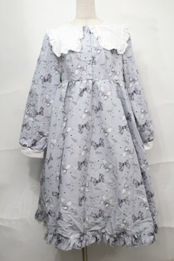 画像1: Lovely Tency / 眞白ありすコラボ/リボンプリントワンピース LL サックス S-25-09-04-045-LO-OP-AS-ZS