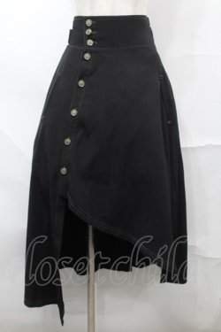 画像1: axes femme POETIQUE / 袖デザインラップ風スカート  黒 S-25-09-04-056-AX-SK-AS-ZS