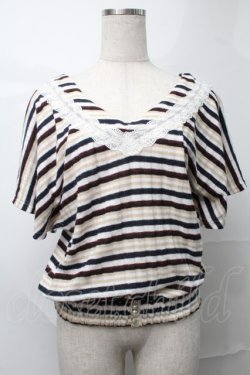 画像1: axes femme / ボーダーニット  白ｘ紺ｘベージュ S-25-09-04-016-AX-TO-AS-ZS
