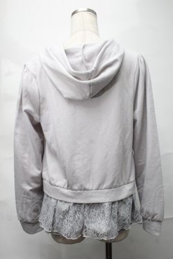 画像2: axes femme / ストライプレースフリルパーカー  グレー S-25-09-04-018-AX-TO-AS-ZS