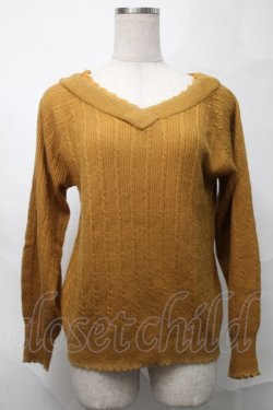 画像1: axes femme / ケーブルニット  からし S-25-09-04-021-AX-BL-AS-ZS