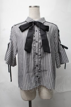 画像1: axes femme POETIQUE / 袖レースアップブラウス  グレー S-25-09-04-022-AX-BL-AS-ZS