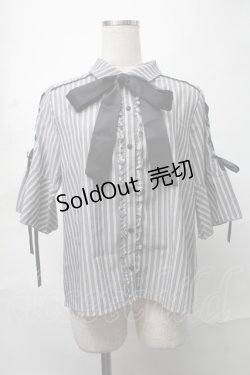 画像1: axes femme POETIQUE / 袖レースアップブラウス  グレー S-25-09-04-022-AX-BL-AS-ZS
