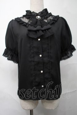 画像1: axes femme / ローズカメオ×ジャボブラウス  黒 S-25-09-04-027-AX-BL-HR-ZS