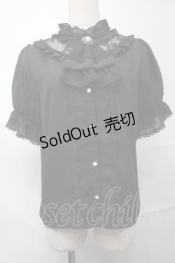 画像1: axes femme / ローズカメオ×ジャボブラウス  黒 S-25-09-04-027-AX-BL-HR-ZS