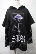 SEX POT ReVeNGe / バラプリント重ね着風プルオーバー  黒 S-25-09-04-029-SP-TO-HR-ZS