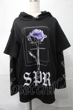 画像1: SEX POT ReVeNGe / バラプリント重ね着風プルオーバー  黒 S-25-09-04-029-SP-TO-HR-ZS