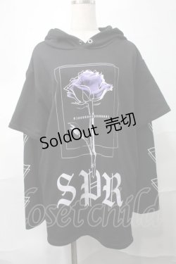 画像1: SEX POT ReVeNGe / バラプリント重ね着風プルオーバー  黒 S-25-09-04-029-SP-TO-HR-ZS