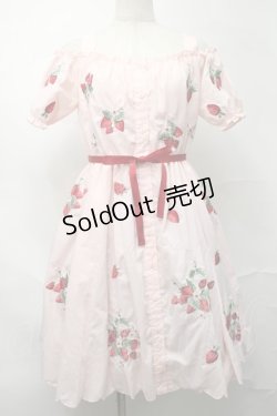 画像1: Ank Rouge / ストロベリー刺繍オフショルワンピース  ピンク S-25-09-04-031-CA-OP-HR-ZS