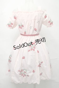画像2: Ank Rouge / ストロベリー刺繍オフショルワンピース  ピンク S-25-09-04-031-CA-OP-HR-ZS