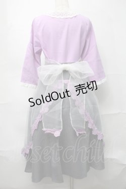画像2: Favorite / ストライプ切替チュールワンピース  パープルｘグレー S-25-09-04-032-LO-OP-HR-ZS