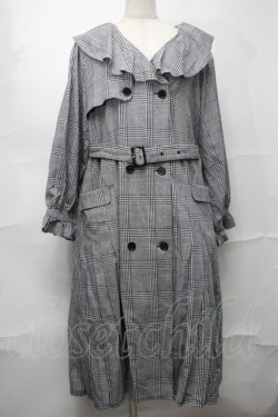 画像1: melume / TCチェックトレンチコート 4L 白ｘ黒 S-25-09-04-034-LO-CO-AS-ZS
