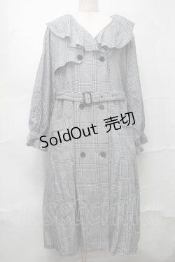 画像1: melume / TCチェックトレンチコート 4L 白ｘ黒 S-25-09-04-034-LO-CO-AS-ZS