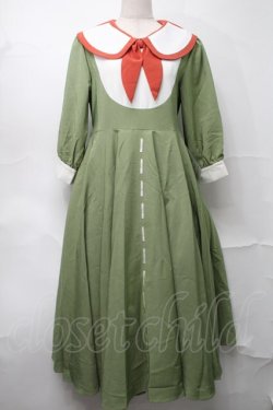 画像1: Favorite / ハサミ風リボンのお裁縫デザインワンピース  グリーン S-25-09-04-035-LO-OP-HR-ZS