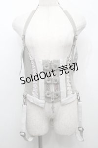 Rozen Kavalier / スナップボタンデザインビスチェ  グレーＸ白 S-25-09-05-001-OO-JA-SA-ZS