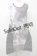 Ozz Croce / Harry Potterコラボノースリーブワンピース  黒×グレー S-25-09-05-034-OO-OP-SZ-ZS