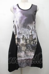 Ozz Croce / Harry Potterコラボノースリーブワンピース  黒×グレー S-25-09-05-034-OO-OP-SZ-ZS