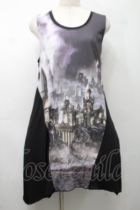 Ozz Croce / Harry Potterコラボノースリーブワンピース  黒×グレー S-25-09-05-034-OO-OP-SZ-ZS