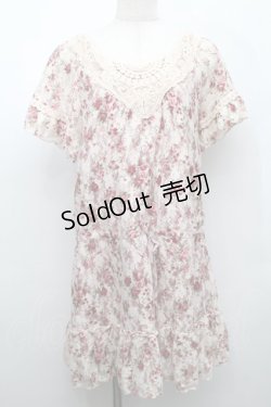 画像1: axes femme / 花柄レースチュニック  ピンク S-25-09-05-005-AX-OP-HR-ZS
