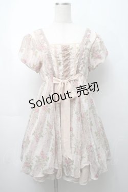 画像1: axes femme / タッセルローズストライプワンピース  ピンク S-25-09-05-043-AX-OP-HR-ZS