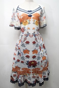画像1: Ozz oneste / 鳳凰ｘ牡丹ptメッシュワンピース  白 S-25-09-05-044-OO-OP-AS-ZS