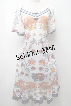 画像1: Ozz oneste / 鳳凰ｘ牡丹ptメッシュワンピース  白 S-25-09-05-044-OO-OP-AS-ZS