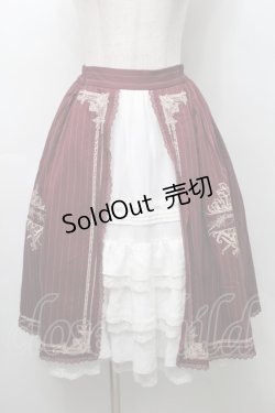 画像1: Surfacespell / Unfinished刺繍スカート  ワイン S-25-09-05-050-LO-SK-AS-ZS