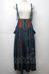 Ozz oneste / 扇プリント袴スカート  グリーン S-25-09-05-059-OO-SK-SA-ZS