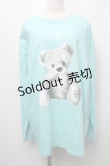 TRAVAS TOKYO / Furry bear　プリント ロングスリーブカットソー  ミント S-25-09-05-012-PU-TO-ET-ZS