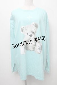TRAVAS TOKYO / Furry bear　プリント ロングスリーブカットソー  ミント S-25-09-05-012-PU-TO-ET-ZS