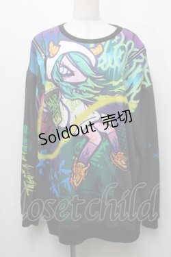 画像1: HYPER CORE / T-368 TAGGING MY SOULグラフィックTシャツ  黒 S-25-09-05-021-PU-TO-AS-ZS