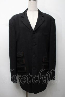 画像1: Jean Paul GAULTIER HOMME / ストライプテーラードジャケット 50 黒 S-25-09-05-023-GO-JA-AS-ZS