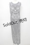 KILL STAR / 猫プリントノースリーブワンピース  グレー S-25-09-05-025-SL-OP-HR-ZS