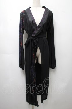 画像1: Ozz oneste / 着物風ロングカーディガン  黒 S-25-09-05-027-OO-TO-SZ-ZS