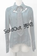 Ozz Croce / ネクタイ付きメッシュ切替ブラウス  グリーン S-25-09-05-032-OO-BL-SZ-ZS