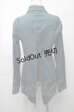 画像2: Ozz Croce / ネクタイ付きメッシュ切替ブラウス  グリーン S-25-09-05-032-OO-BL-SZ-ZS