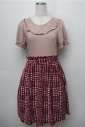 axes femme / 千鳥柄切替ワンピース  ワインｘピンク S-25-09-06-038-AX-OP-AS-ZS