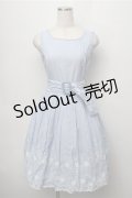 Emily Temple cute /裾マーガレット刺繍ボーダーワンピース  サックス S-25-09-06-045-ET-OP-ET-ZS