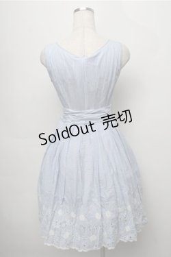 画像2: Emily Temple cute /裾マーガレット刺繍ボーダーワンピース  サックス S-25-09-06-045-ET-OP-ET-ZS