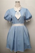 axes femme POETIQUE / リボン刺繍ネクタイ付きワンピース  サックス S-25-09-06-046-AX-OP-AS-ZS