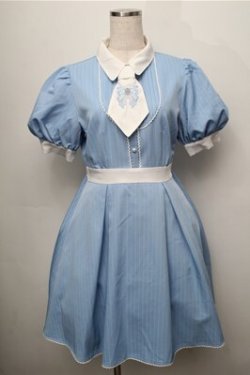 画像1: axes femme POETIQUE / リボン刺繍ネクタイ付きワンピース  サックス S-25-09-06-046-AX-OP-AS-ZS