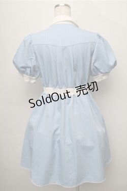 画像2: axes femme POETIQUE / リボン刺繍ネクタイ付きワンピース  サックス S-25-09-06-046-AX-OP-AS-ZS