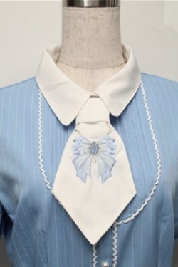 画像3: axes femme POETIQUE / リボン刺繍ネクタイ付きワンピース  サックス S-25-09-06-046-AX-OP-AS-ZS