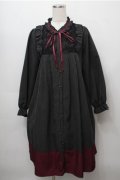 axes femme / 巻きバラ付フリルワンピース  黒 S-25-09-06-048-AX-OP-AS-ZS