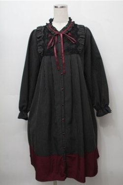 画像1: axes femme / 巻きバラ付フリルワンピース  黒 S-25-09-06-048-AX-OP-AS-ZS