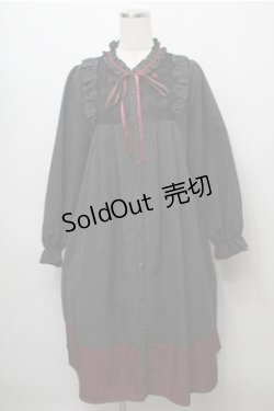 画像1: axes femme / 巻きバラ付フリルワンピース  黒 S-25-09-06-048-AX-OP-AS-ZS